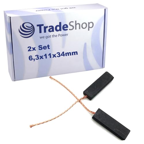 2x Motorkohlen Kohlebürsten Schleifkohlen 6,3 x 11 x 34mm kompatibel mit AGD 057G Waschmaschine von Trade-Shop