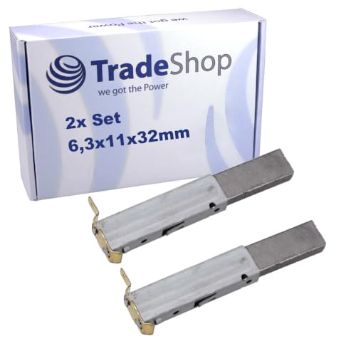 2x Trade-Shop Motorkohlen Kohlebürsten 6,3x11x32mm kompatibel mit Black&Decker BXPW2000PE PW1700SPL PW1700SPLP, kompatibel mit Stanley SXFPW20E SXFPW20PE von Trade-Shop