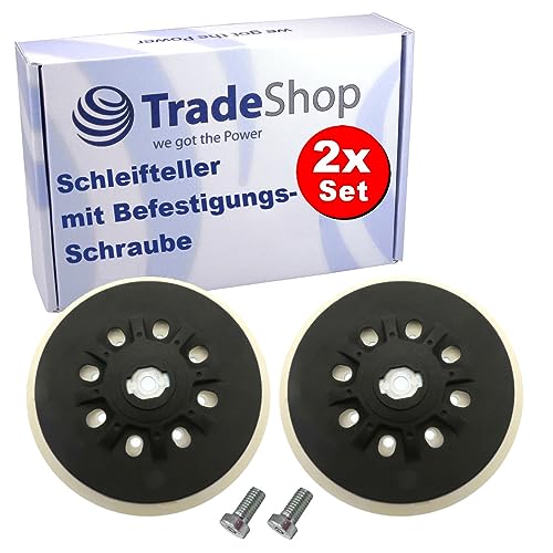 2x Trade-Shop Schleifteller/Stützteller/Haftteller kompatibel mit Festo/Festool Exzenterschleifer / 150mm Durchmesser, 17 Löcher, Klett, hart von Trade-Shop