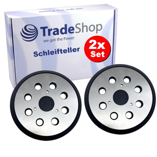 2x Trade-Shop Schleifteller Stützteller 125mm mit Metall-Rückseite kompatibel mit DeWalt DW426/K D26453/K D26451, Hitachi SV13YA SV13YB Exzenterschleifer von Trade-Shop