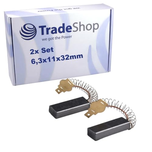 2x Trade-Shop Universal Motorkohlen Kohlebürsten 6,3 x 11 x 32mm kompatibel mit Miele, kompatibel mit Numatic Staubsauger, Schneidmaschine etc. von Trade-Shop