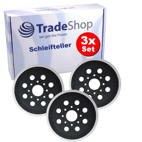 3x Trade-Shop Klett Haftteller/Schleifteller/Stützteller/Polierteller 125mm Ø 8 Löcher für Bosch Skil Exzenterschleifer von Trade-Shop