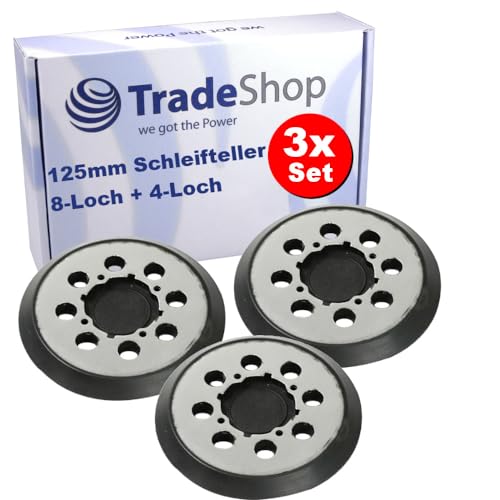 3x Trade-Shop Klett Schleifteller Stützteller Ø125mm kompatibel mit Dewalt DCW 210 N, DCW 210 P1, DWE 6420, kompatibel mit Craftsman CMEW231 von Trade-Shop