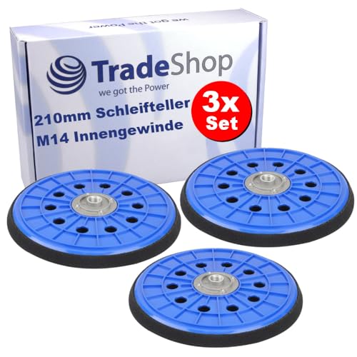 3x Trade-Shop Ø210mm 10-Loch Klett Schleifteller/Haftteller kompatibel mit Builder BDPG600 BDPG680 BDPG680-1 BDPD68, DEMA 600 W, Menzer LHS 225 von Trade-Shop