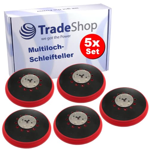 5x Trade-Shop 150mm 72-Loch Klett Schleifteller Haftteller kompatibel mit M8 Exzenterschleifern, Ersatz für Bosch 2 608 601 335/2.608.601.335, RSM6045 von Trade-Shop