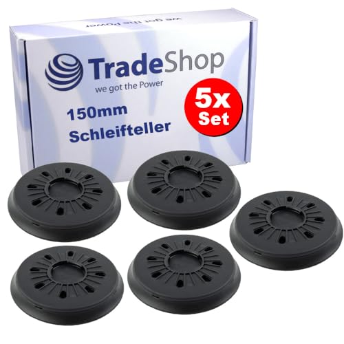 5x Trade-Shop Klett Schleifteller/Stützteller, 150mm Durchmesser, 33 Löcher, Ersatz für Festool FastFix ST-STF D150/MJ2-FX-W-HT 496147 202461 von Trade-Shop