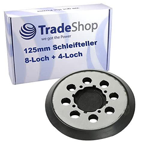 Trade-Shop 8-Loch + 4-Loch Klett Schleifteller Stützteller Haftteller Ø125mm kompatibel mit Dewalt DCW 210, DCW 210 BR, DCW 210 D1, DCW 210 D2 von Trade-Shop