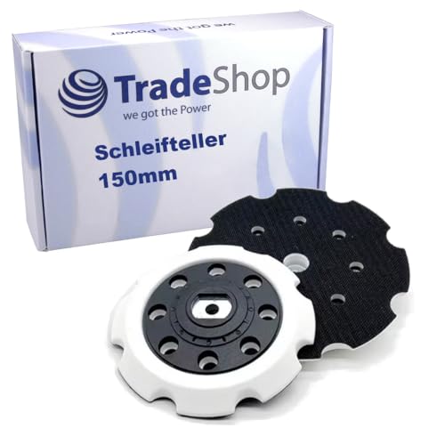 Trade-Shop 8-Loch 150mm Klett Haftteller Schleifteller kompatibel mit Makita PO5000C, PO6000C, DPO500Z, DPO600Z, DPO600TKX1 Exzenterpolierer von Trade-Shop