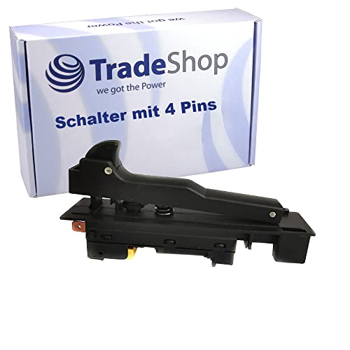 Trade-Shop Ersatzschalter 4 Pins inkl. Entstörfilter kompatibel mit Makita Winkelschleifer ersetzt 650107-8 650102-8 650101-0 651143-7 651176 von Trade-Shop
