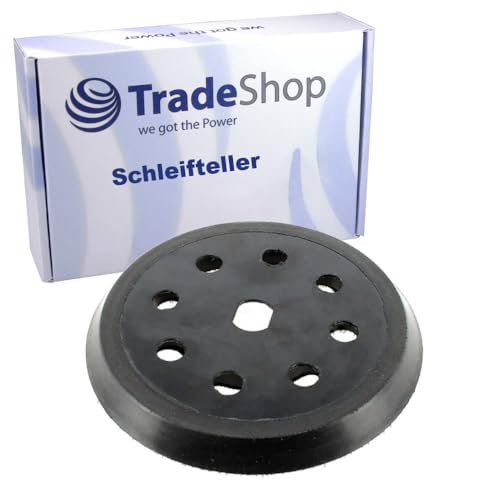 Trade-Shop Klett 8-Loch Schleifteller/Polierteller/Stützteller 125mm kompatibel mit Black & Decker BD190S BD190E KA190S KA190E Exzenterschleifer von Trade-Shop