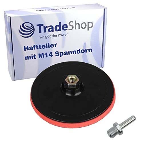 Trade-Shop Klett Haftteller/Schleifteller/Stützteller/Polierteller inkl. M14 Spanndorn Adapter für Winkelschleifer Poliermaschinen/Ø 100mm von Trade-Shop