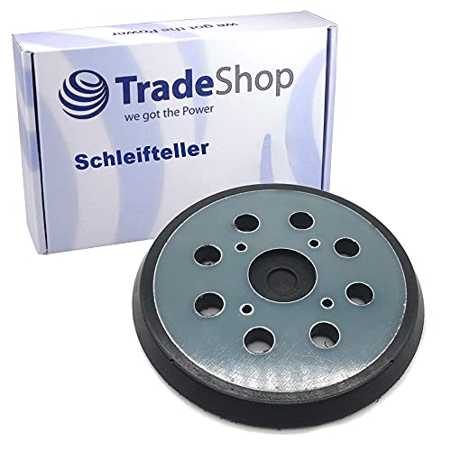 Trade-Shop Klett Schleifteller/Stützteller/Haftteller kompatibel mit Einhell TE-RS 40-E Milwaukee M18 BOS125-0/4 Befestigungslöcher, 8 Staublöcher von Trade-Shop