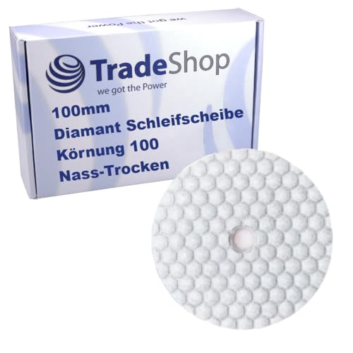 Trade-Shop Ø100mm Nass-Trocken Schleifscheibe/Polierscheibe/Polierpad M14#100 für Naturstein, Beton, Granit, Fliesen, Keramik, Marmor Trade-Shop Ø100mm Nass-Trocken Schleifscheibe/Polierscheibe/Polierpad M14#100 für Naturstein, Beton, Granit, Fliesen, Keramik, Marmor von Trade-Shop