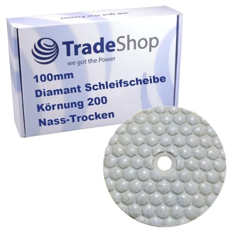Trade-Shop Ø100mm Nass-Trocken Schleifscheibe/Polierscheibe/Polierpad M14#200 für Naturstein, Beton, Granit, Fliesen, Keramik, Marmor Trade-Shop Ø100mm Nass-Trocken Schleifscheibe/Polierscheibe/Polierpad M14#200 für Naturstein, Beton, Granit, Fliesen, Keramik, Marmor von Trade-Shop