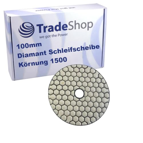 Trade-Shop Ø100mm Trocken Schleifscheibe/Polierscheibe/Polierpad M14#1500 für Naturstein, Beton, Granit, Fliesen, Keramik, Marmor von Trade-Shop