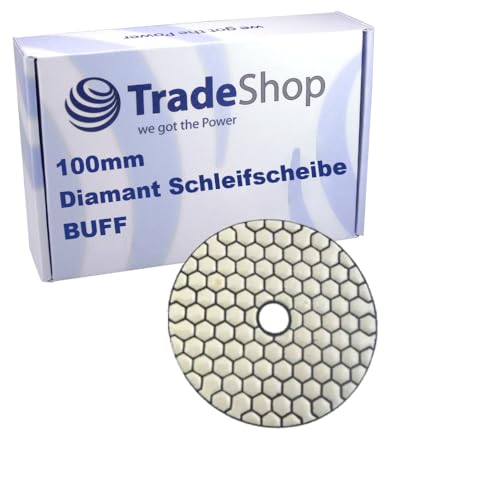 Trade-Shop Ø100mm Trocken Schleifscheibe/Polierscheibe/Polierpad M14 BUFF für Naturstein, Beton, Granit, Fliesen, Keramik, Marmor Trade-Shop Ø100mm Trocken Schleifscheibe/Polierscheibe/Polierpad M14 BUFF für Naturstein, Beton, Granit, Fliesen, Keramik, Marmor von Trade-Shop