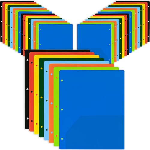 Kunststoff-Schulmappen mit Taschen, Großpackung, 2 Taschen, mit Visitenkartenhaltern für Schule, Kinder, Arbeitsdokumente, Bürobedarf, 8 Farben (100 Ordner) von Trailmaker