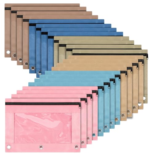 Trandraft Federmäppchen für 3-Ringbinder, 3 Löcher, Reißverschlussbeutel mit transparentem Fenster in verschiedenen Farben, Federmäppchen für Büro, Uni, 100 Stück Trandraft Federmäppchen für 3-Ringbinder, 3 Löcher, Reißverschlussbeutel mit transparentem Fenster in verschiedenen Farben, Federmäppchen für Büro, Uni, 100 Stück von Trandraft