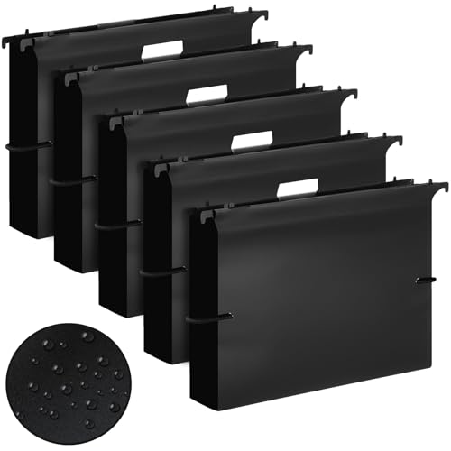 Trandraft Hängeregistraturen aus Kunststoff, Briefgröße, 5,1 cm, Erweiterung, schwarz, Ordner mit Reitern, robuste Aktenordner, für Büro, Zuhause, sperrige Akten, 24 Stück Trandraft Hängeregistraturen aus Kunststoff, Briefgröße, 5,1 cm, Erweiterung, schwarz, Ordner mit Reitern, robuste Aktenordner, für Büro, Zuhause, sperrige Akten, 24 Stück von Trandraft