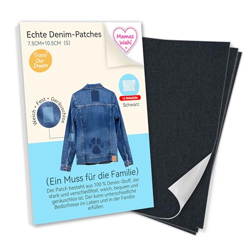 TransOurDream Jeans-16 Stück Jeansßflicken zum Aufbügeln für Innen und Außen, 100% Denim Reparatur- Denim Patches,Schwarz, Größe S (7,5 cm x 10,5 cm)(D-BlackS) von TransOurDream