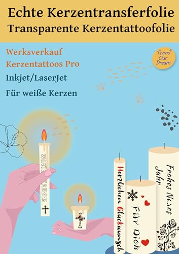 TransOurDream Kerzentattoos A4X10 Sets, Laser/Inkjet Wasserschiebefolie für Kerzen,Kerzentransferfolie, Kerzentattoos,Weihnachts Sticker,kerzenfolien zum bedrucken(D-12-10-Matt) von TransOurDream