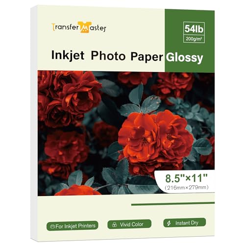 Transfer Master Glänzendes Fotopapier, 21,6 x 27,9 cm, 24,5 kg, 200 g/m², Briefgröße, sofortige Trockenarbeit für Tintenstrahldrucker und Farbstofftinte für Menü-Kuchenaufsatz, 30 Blatt Transfer Master Glänzendes Fotopapier, 21,6 x 27,9 cm, 24,5 kg, 200 g/m², Briefgröße, sofortige Trockenarbeit für Tintenstrahldrucker und Farbstofftinte für Menü-Kuchenaufsatz, 30 Blatt von Transfer Master