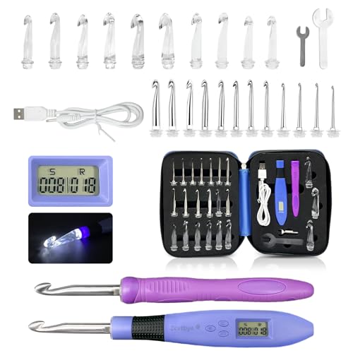 Transplant 22-in-1 LED-Häkelnadel-Set mit Zähler, 22 Größen (2,0-14,0 mm), Kunststoff, Violett, inkl. Aufbewahrungstasche Transplant 22-in-1 LED-Häkelnadel-Set mit Zähler, 22 Größen (2,0-14,0 mm), Kunststoff, Violett, inkl. Aufbewahrungstasche von Transplant