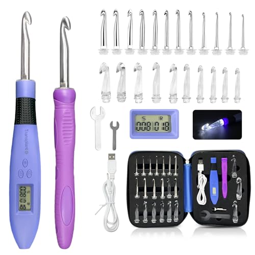Häkelnadel mit 22 verschiedenen Größen, für Stich- und Reihenzähler, beleuchtete, austauschbare Häkelnadel, ergonomische Häkelnadeln mit 2 LED-Ebenen Häkelnadel mit 22 verschiedenen Größen, für Stich- und Reihenzähler, beleuchtete, austauschbare Häkelnadel, ergonomische Häkelnadeln mit 2 LED-Ebenen von Transplant