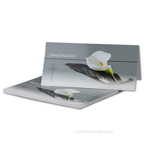 25x Danksagungskarten Trauer DIN LANG - Doppelkarten aufklappbar - Trauerkarten mit Motiv Trauerblume mit Blatt mit DANKSAGUNGS Schriftzug - würdevolle Dankeskarte 25x Danksagungskarten Trauer DIN LANG - Doppelkarten aufklappbar - Trauerkarten mit Motiv Trauerblume mit Blatt mit DANKSAGUNGS Schriftzug - würdevolle Dankeskarte von Trauer Papiere by GUSTAV NEUSER