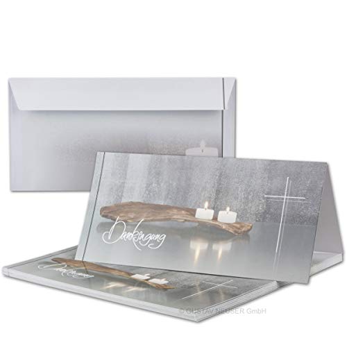 50 x Trauer-Set - Danksagungs-Trauer-Doppelkarten mit Umschlägen DIN Lang 21 x 19,8 cm - Hochglanz - Serie: Bianca 50 x Trauer-Set - Danksagungs-Trauer-Doppelkarten mit Umschlägen DIN Lang 21 x 19,8 cm - Hochglanz - Serie: Bianca von Trauer Papiere by GUSTAV NEUSER