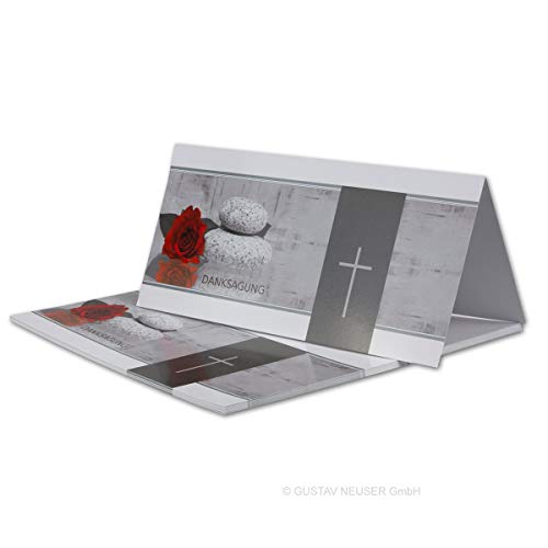50x Danksagungskarten Trauer DIN LANG - Doppelkarten aufklappbar - Trauerkarten mit Motiv Rose Stein Trauerkreuz mit DANKSAGUNGS Schriftzug - würdevolle Dankeskarte 50x Danksagungskarten Trauer DIN LANG - Doppelkarten aufklappbar - Trauerkarten mit Motiv Rose Stein Trauerkreuz mit DANKSAGUNGS Schriftzug - würdevolle Dankeskarte von Trauer Papiere by GUSTAV NEUSER