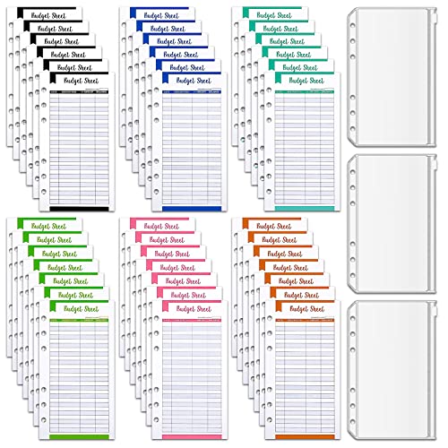 36 Pcs A6 Budget Blätter mit 3 stück Binder Taschen,6 Löcher Loose Leaf Geldumschläge Budget Sheet Kosten Tracker Blätter Ausgabenblätter für Budgeting Geld Organizer von Traumarkeu