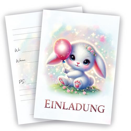 Traumfeld 10x Einladungskarten für Mädchen und Jungs – Niedliches Häschen, Hase, Kaninchen mit Luftbaloon – Partyeinladung – Perfekt für Geburtstag, Party & Kinderfest, Kindergeburtstag! Traumfeld 10x Einladungskarten für Mädchen und Jungs – Niedliches Häschen, Hase, Kaninchen mit Luftbaloon – Partyeinladung – Perfekt für Geburtstag, Party & Kinderfest, Kindergeburtstag! von Traumfeld