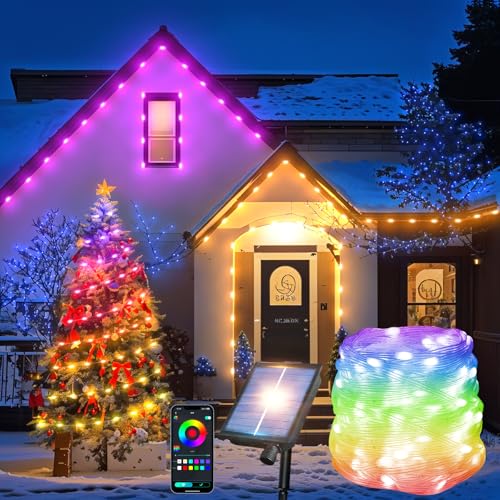 Solar Lichterkette Aussen 10M, LED Lichterkette Außen Outdoor RGB 100 LED Lichterkette APP Steuerung 200+ Szenemodi Wasserdicht IP65 Lichterkette für Balkon Garten Weihnachten Halloween Party (10M) Solar Lichterkette Aussen 10M, LED Lichterkette Außen Outdoor RGB 100 LED Lichterkette APP Steuerung 200+ Szenemodi Wasserdicht IP65 Lichterkette für Balkon Garten Weihnachten Halloween Party (10M) von Traumheim