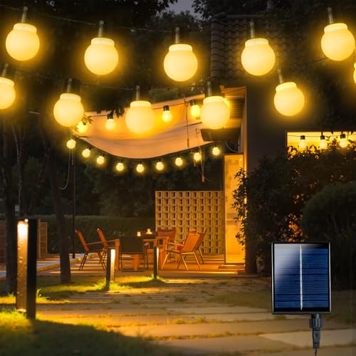 Traumheim Solar Lichterkette Aussen, 10M 20 LED Glühbirnen Solarlichterkette Außen Wetterfest, 8 Modi Solar Lichterkette Outdoor für Balkon, Garten, Terrasse, Partys von Traumheim