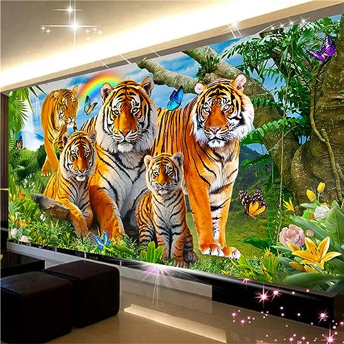 Diamond Painting Erwachsene Tiger mit Diamond Painting Zubehör 5D Diamant Painting Bilder Erwachsene Tiger DIY Diamant Malerei Bilder für Wanddekoration (150x60cm) von Trayosin