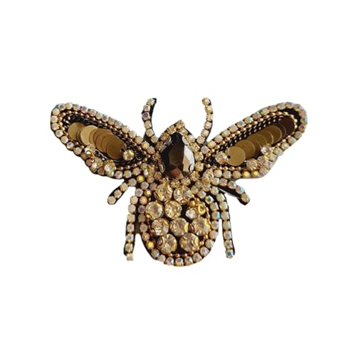 Handgefertigt Tier-Strass Perlen Patches, süße Kristall Biene Appliques Dekorative Aufnäher Abzeichen Nähen Zubehör für DIY Kleidung Tasche Hosen Schuhe Hüte von Trayosin