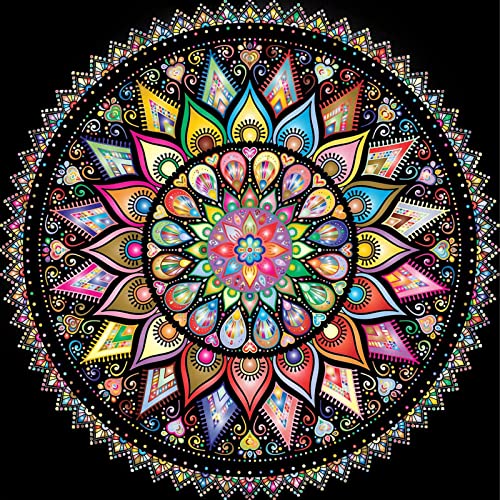 Trayosin 5D DIY Diamond Painting Kits Mandala, Vollbohrer Blumen Diamant Malerei Kits für Kinder Erwachsene, Diamant Stickerei Leinwand Bilder Malerei, Wohnwand Dekor (1Mandala,40x40cm) von Trayosin