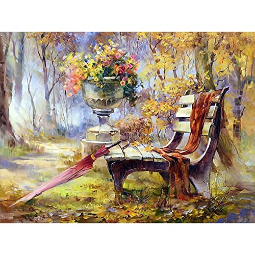 Trayosin 5D Diamant Malerei Kit Herbst-Landschaft Diamant Painting Bilder für Erwachsene Kinder mit Diamond Painting Zubehör Diamant malerei Kits Malen nach Zahlen für Home Wand-Decor (40x50cm) von Trayosin