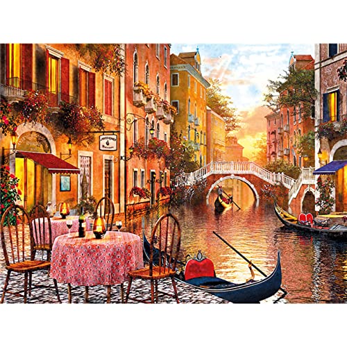 Trayosin 5D Diamond Painting Erwachsene Venedig Diamant Painting Bilder mit Diamond Painting Zubehör für Erwachsene Kinder für Home Wand Decor Geschenk (Stadt,50x70cm) von Trayosin