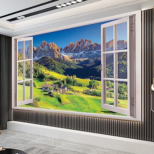 Trayosin 5D Diamond Painting Set für Erwachsene, Fenster Berge Natur Landschaft Full Diamond Set mit Diamond Painting Zubehör Diamant Painting Bilder als Geschenk and Home Wall Decor (100x40cm) von Trayosin