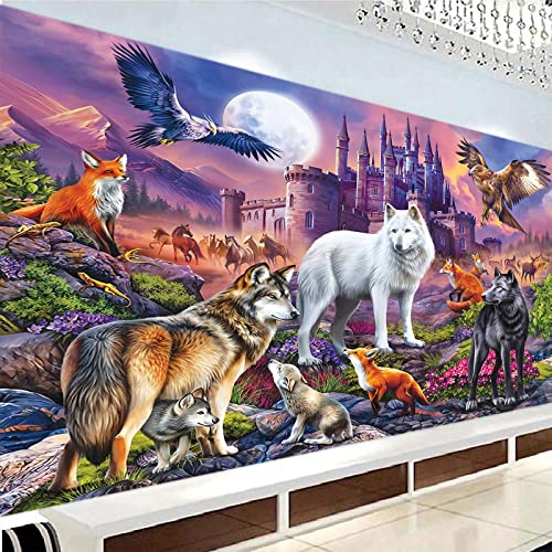 Trayosin DIY 5D Diamond Painting Wolf Erwachsene Kinder Diamant Painting Bilder Wald Tier Diamant Malerei Kits Full Strass Stickerei Kreuzstich for Home Wall Art Decor (120x80cm) von Trayosin