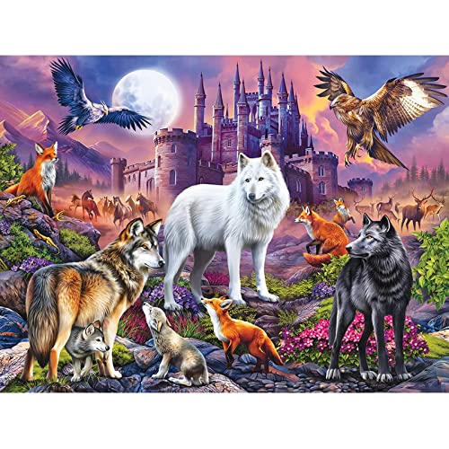 Trayosin DIY 5D Diamond Painting Wolf Erwachsene Kinder Diamant Painting Bilder Wald Tier Diamant Malerei Kits Full Strass Stickerei Kreuzstich for Home Wall Art Decor (50x40cm) von Trayosin