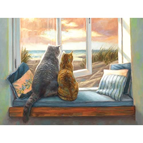 Trayosin DIY Diamond Painting Katze 5D Diamant Painting Bilder Fenster Katze Full Strass Stickerei Diamant Malerei Bilder Interessant Wall Room Home Decoration (Katze B,40x50cm) von Trayosin
