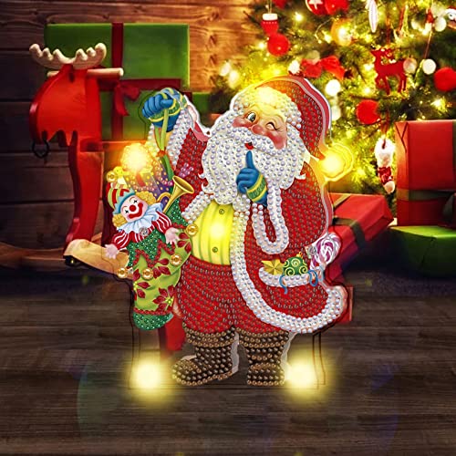 Trayosin DIY Diamond Painting Set Weihnachten Diamond Painting Ornamente mit LED Licht Diamant Painting Bilder Weihnachten Deko Geschenk Weihnachtsdeko Basteln (BJD05) von Trayosin