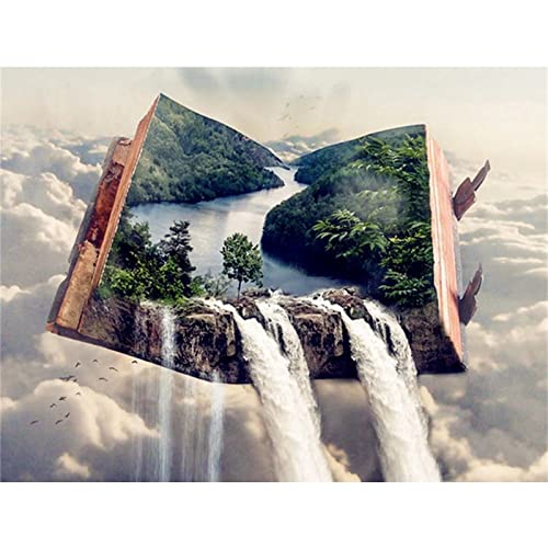 Trayosin Diamant Painting Bilder Wasserfall,Landschaft Daiments Painting Mit Diamond Painting Zubehör,Diamond Painting Bilder Für Indie Aesthetic Room Decor (40x30cm) von Trayosin