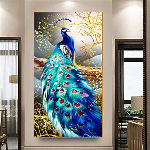 Trayosin Diamond Painting Erwachsene 5D Diamant Painting Bilder Erwachsene Pfau Groß xxl Set Full Drill mit Diamond Painting Zubehör DIY Diamant Malen nach Zahlen für Wand Décor Geschsenk (90x40cm) von Trayosin