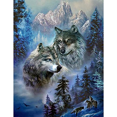 Trayosin Diamond Painting Tiere Set Diamond Painting Bilder Wolf, 5D Diamant Painting Bilder Erwachsene, 5D Diamond Painting Erwachsene Diamant Malerei Kits (B,30x40cm) von Trayosin