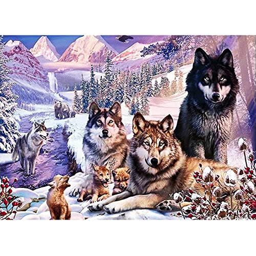 Trayosin Diamond Painting Wolf im Schnee DIY 5D Diamant Malerei Kits für Erwachsene Wölfe Familie Full Drill für Erwachsene für Home Wand Dekoration (50 * 40cm) von Trayosin