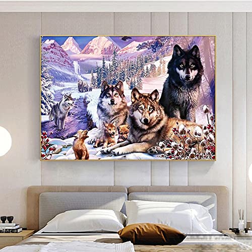 Trayosin Diamond Painting Wolf im Schnee DIY 5D Diamant Malerei Kits für Erwachsene Wölfe Familie Full Drill für Erwachsene für Home Wand Dekoration (70 * 50cm) von Trayosin